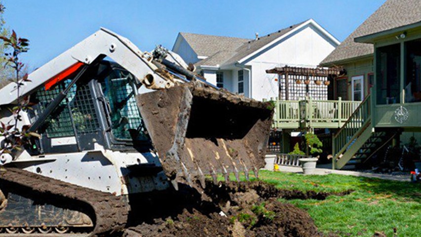 utility line insurance coverage excavator digging at house madison mutual insurance company